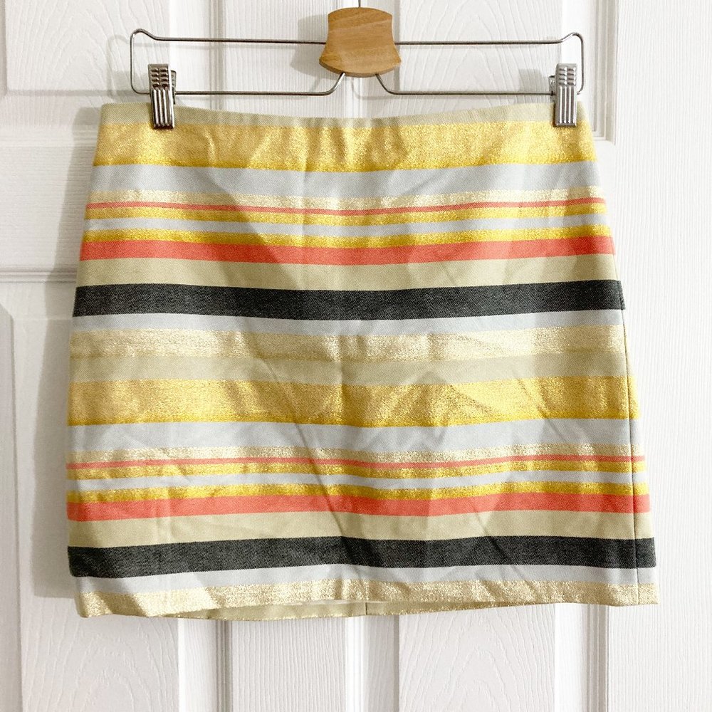 J Crew Factory Striped Metallic Mini Skirt Size 4 NWT